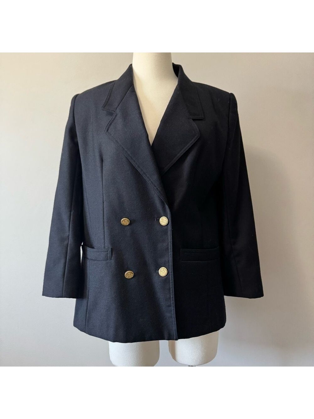 Spectator Petite Vintage Classic Black Double-Breasted Women's Blazer SZ 10